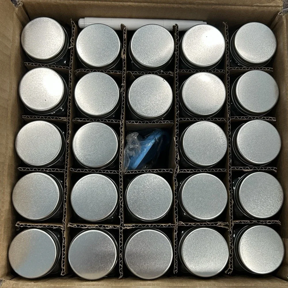 24 Piece Empty 4 oz. Glass Jars Kitchen Spice Set Organizer and Jar Filling Kit